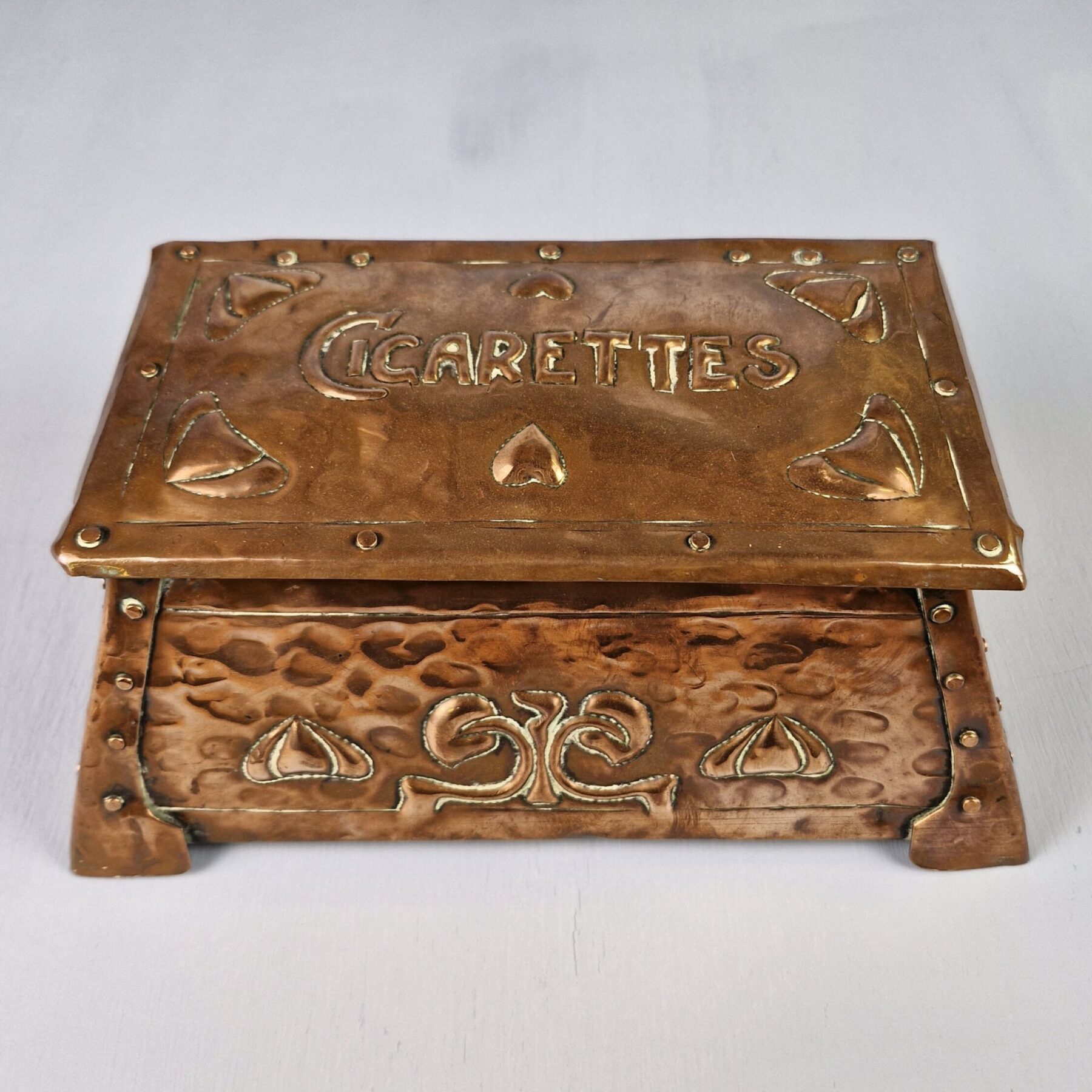 Arts and Crafts Copper Cigarette Box