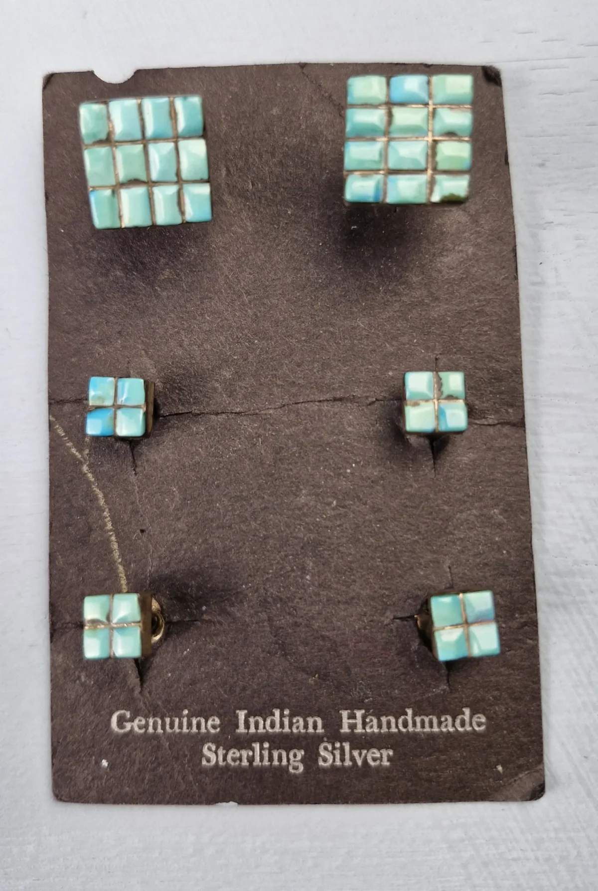 Silver and Turquoise Cufflinks with Shirt Studs