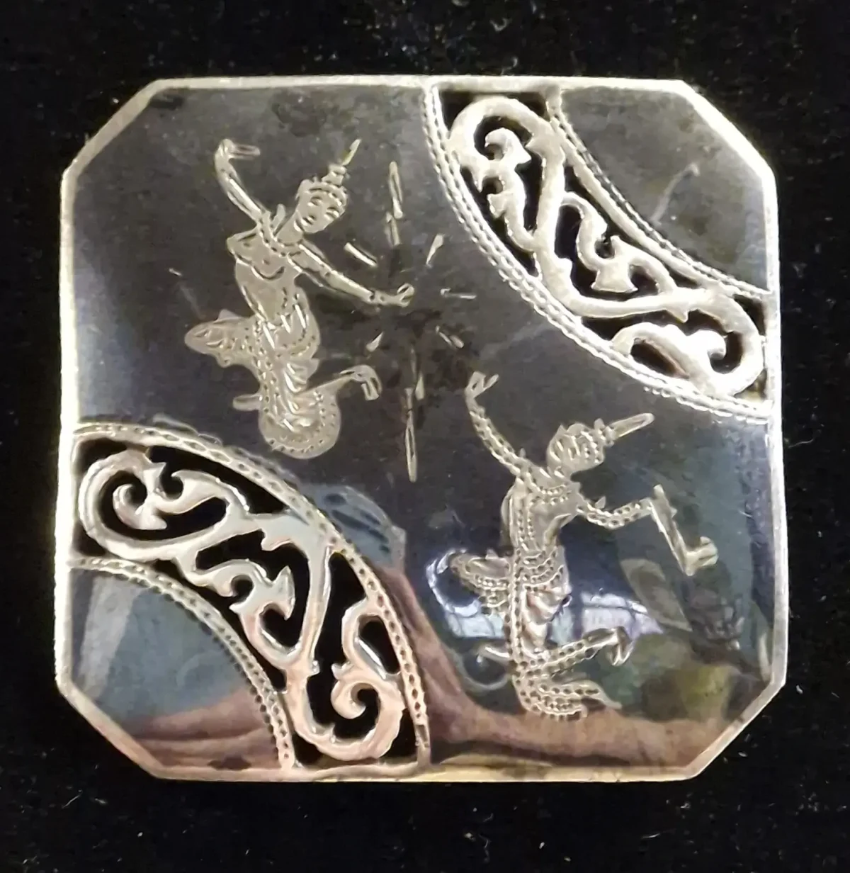 Siam Silver Niello Brooch