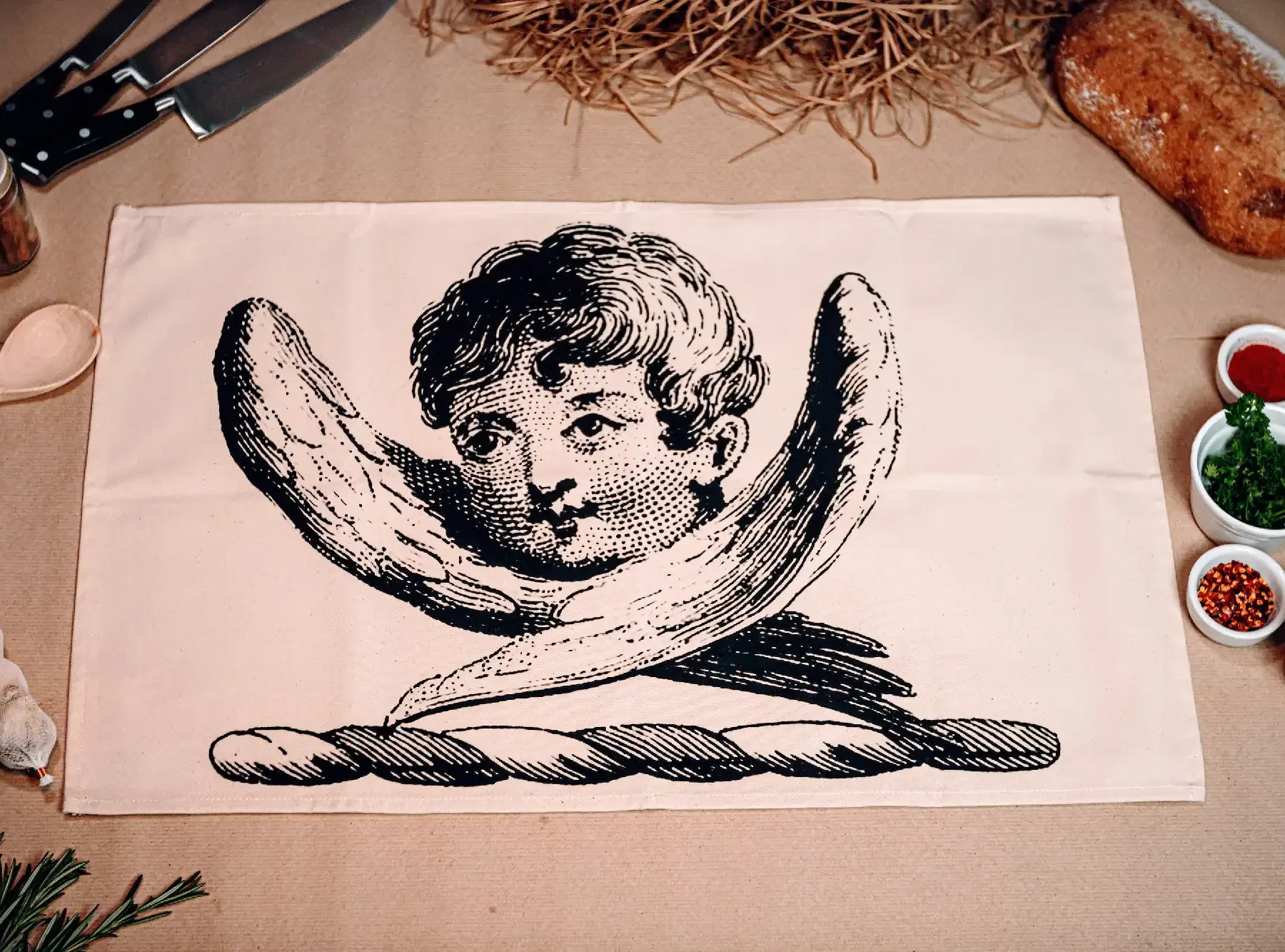 Cherub Tea Towel